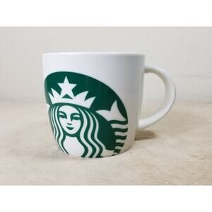 Starbucks Mermaid Logo Coffee Mug Teacup 14oz White Green 2017 Porcelain 3 3/4"